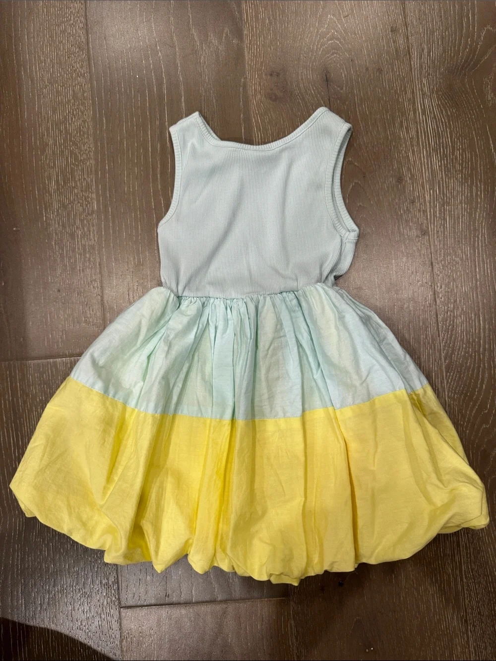 Gap Kids Sleeveless Aqua and Yellow Colorblock Kids Dress - 3T